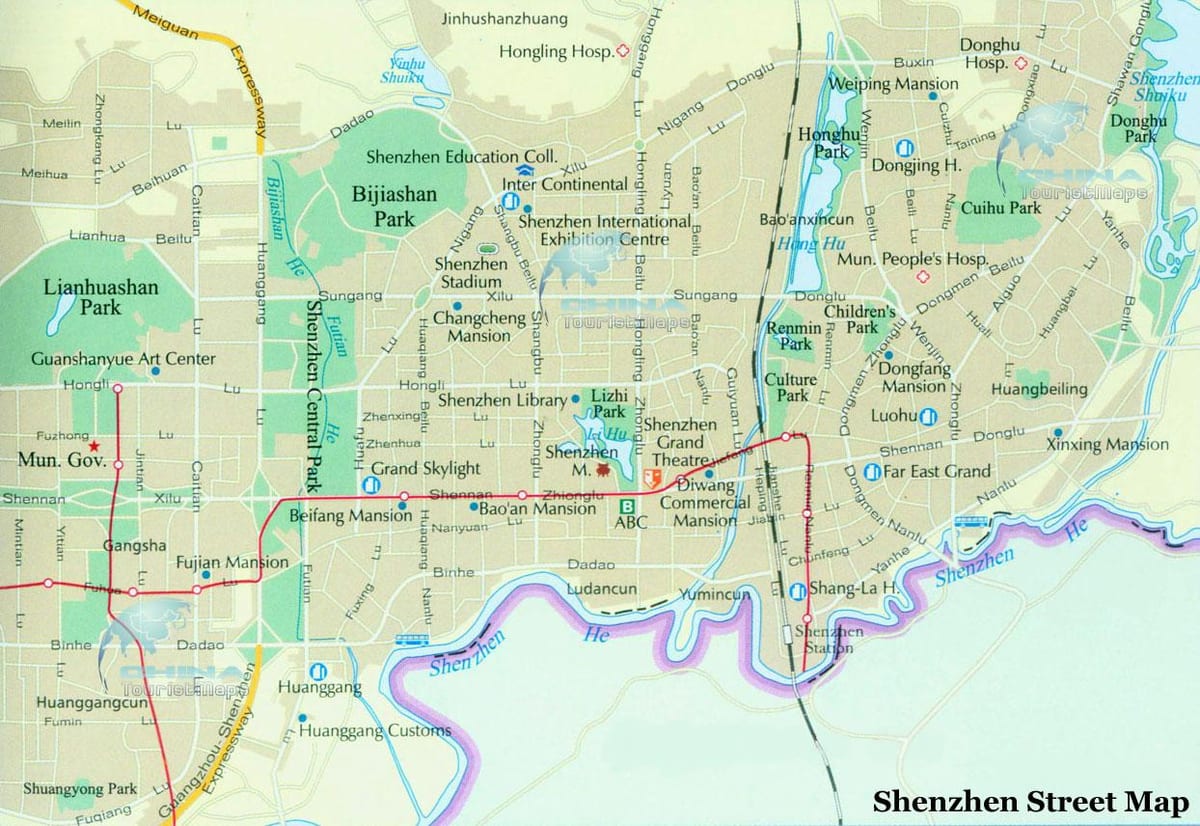 χάρτης της Shenzhen περιοχές