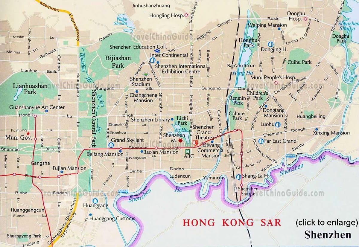 Shenzhen guangdong Κίνα χάρτης