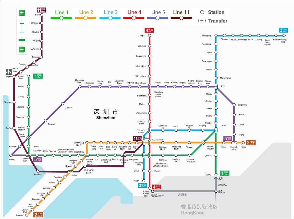 Shenzhen μετρό χάρτη 2016