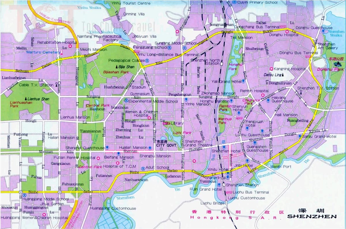 Shenzhen τουριστικά αξιοθέατα χάρτης