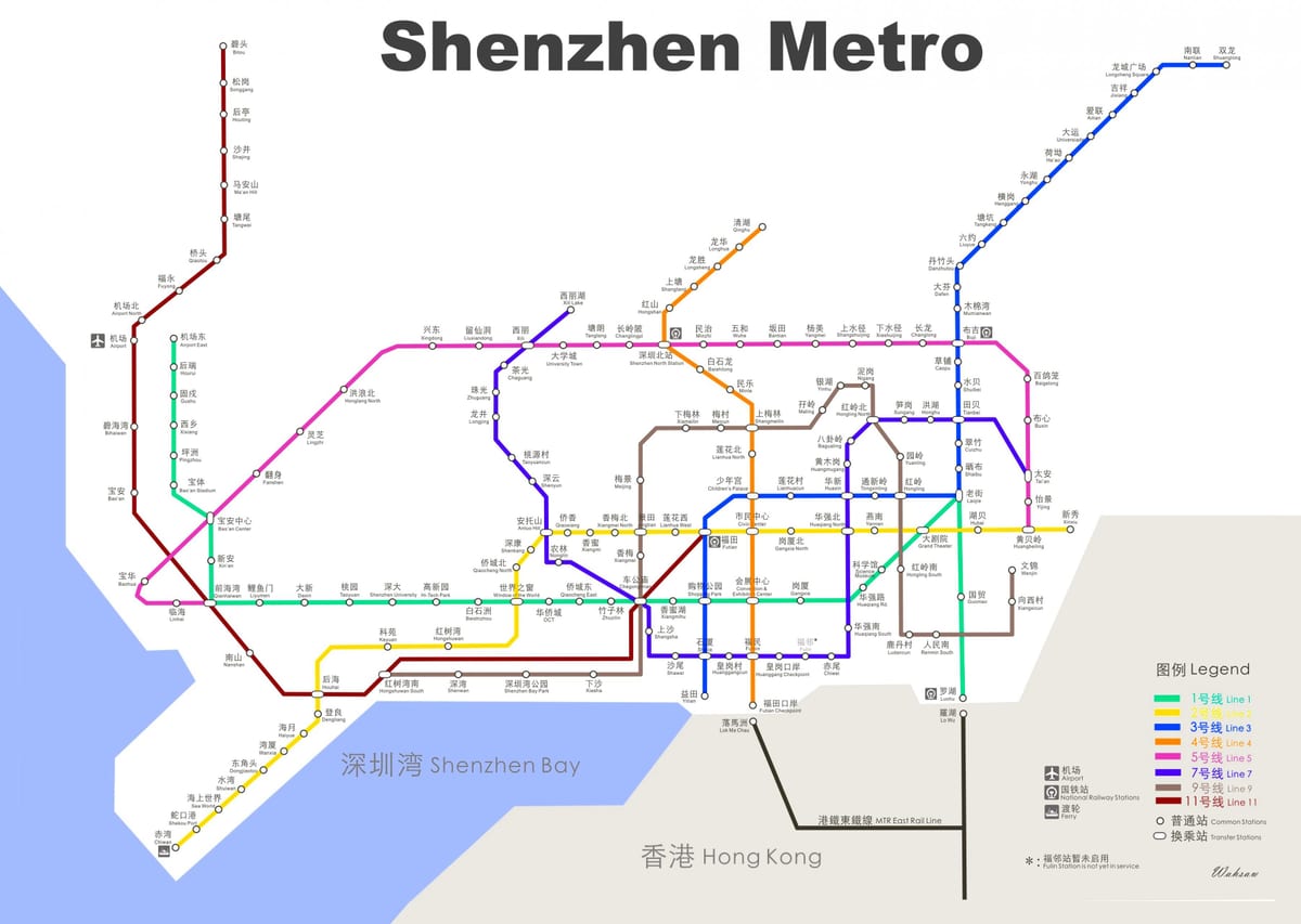 χάρτης της Shenzhen υπόγεια