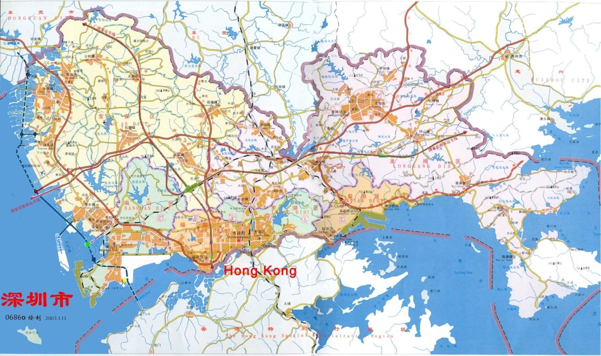 χάρτης της Shenzhen ems Κίνας