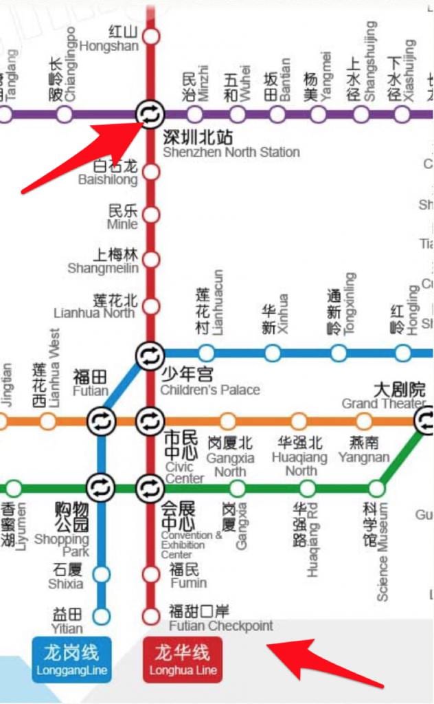 χάρτης της Shenzhen north station
