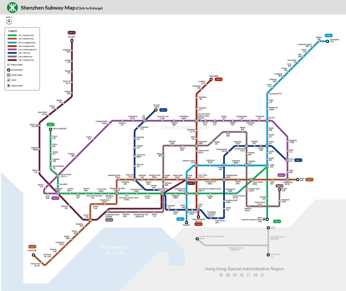 Shenzhen mtr χάρτης