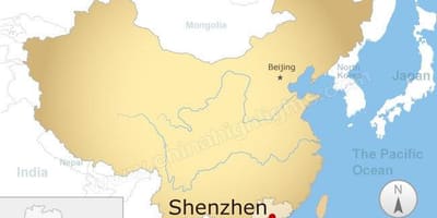 Shenzhen θέση στην Κίνα χάρτης